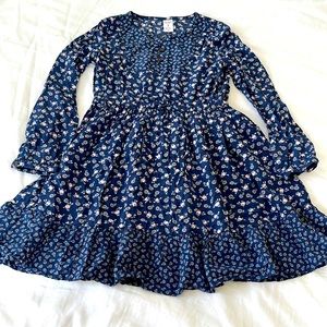Girl’s blue long sleeve dress with pink flowers